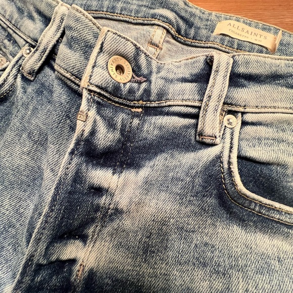 Mens Allsaints Blue Acid Wash Cigarette Jean 32 waist 27 length - Picture 3 of 6